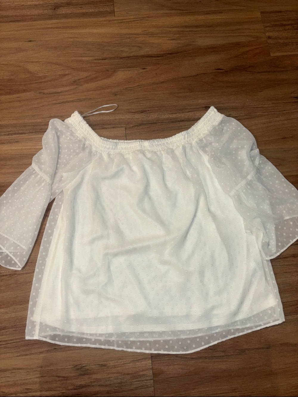 Maurices White Off-Shoulder Dot Blouse